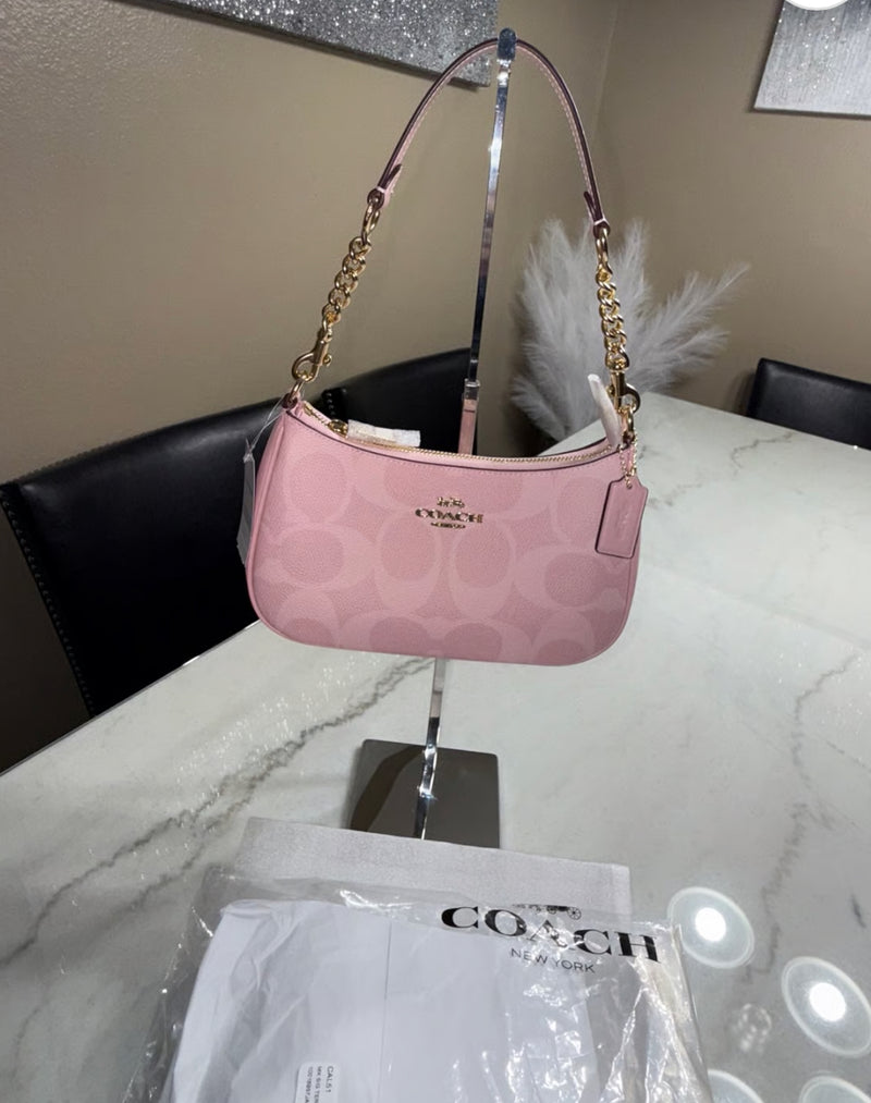 Coach Teri Shoulder Bag In Signature Canvas (Powder Pink)