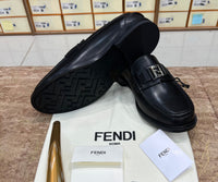.Fendi Black FF Logo Major Loafers