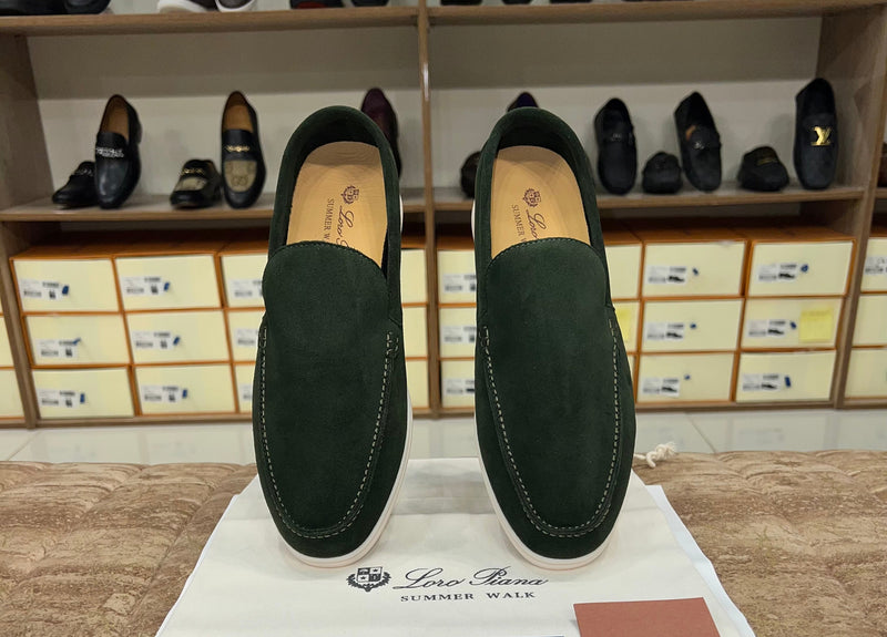 Loro Piana Summer Walk Loafer Suede - Dark Green