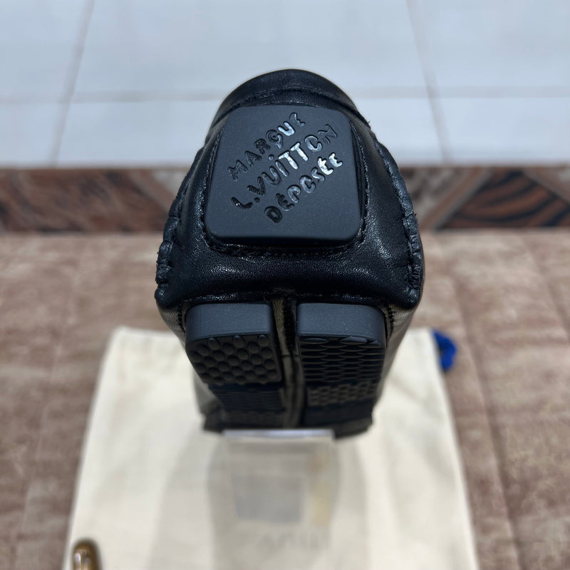 Louis Vuitton Silver Logo Normal Loafer Black