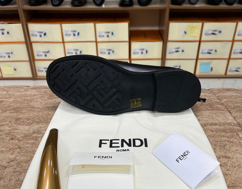 .Fendi Black FF Logo Major Loafers