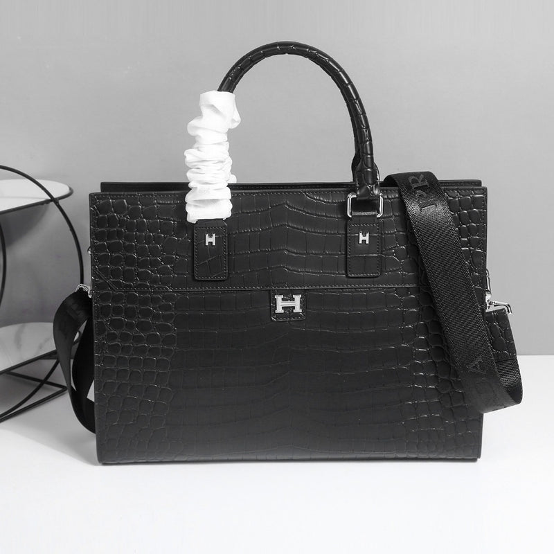 Hermès black crocodile leather briefcase
