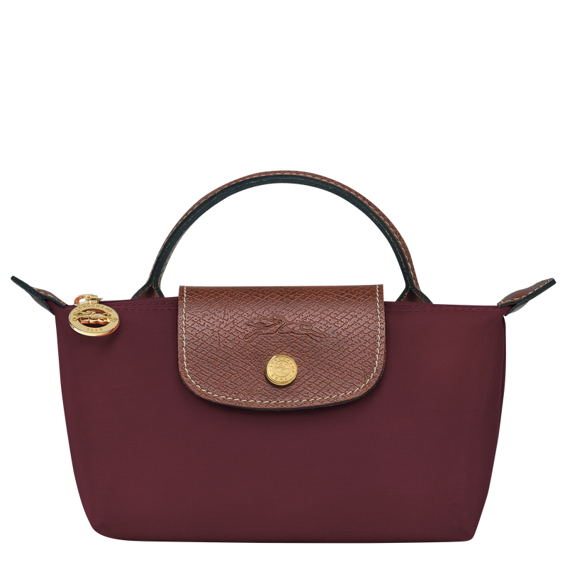 Le Pliage Original Pouch with handle Burgundy - Recycled canvas