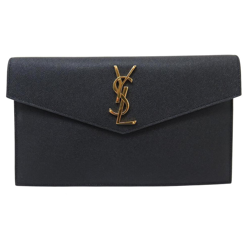 Saint Laurent Black Leather Uptown Clutch