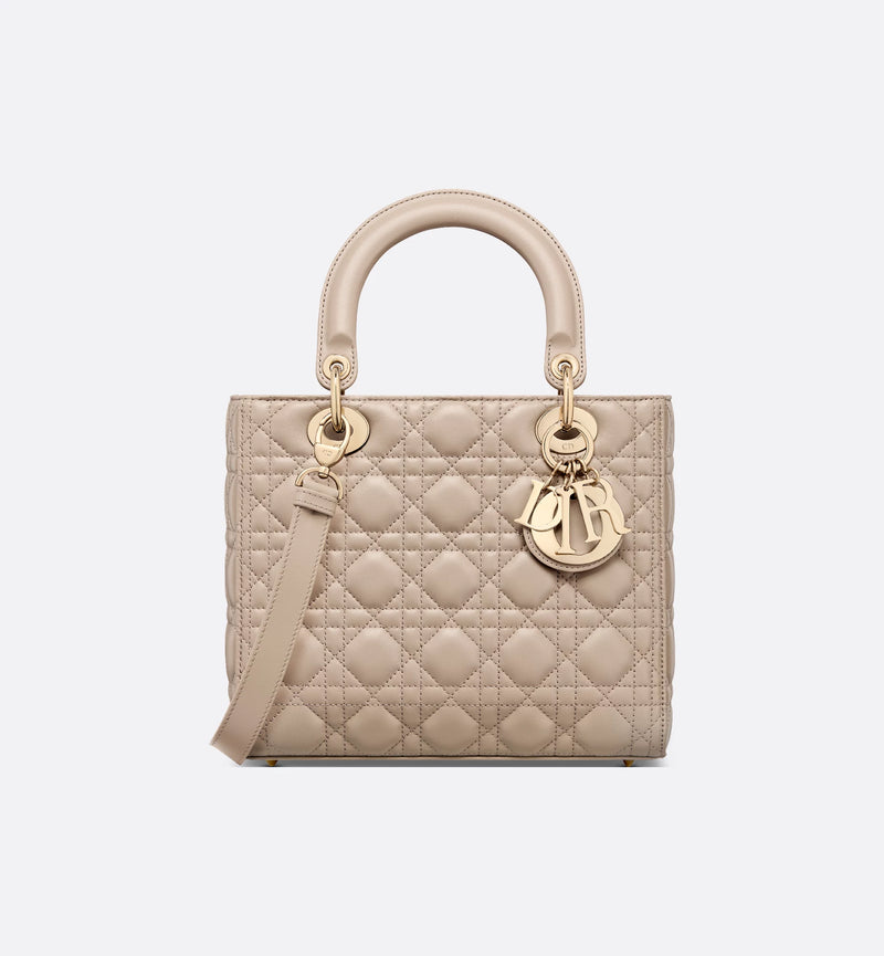 Medium Lady Dior Bag Desert Taupe Cannage Lambskin