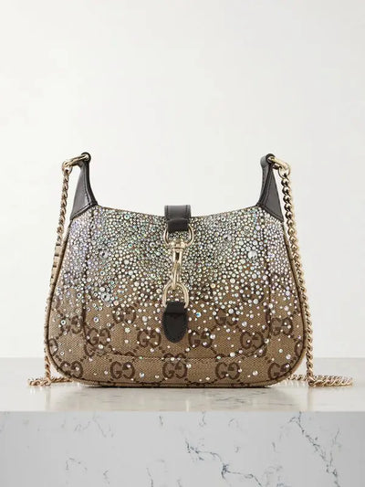 Gucci  jackie crystal-embellished canvas-jacquard