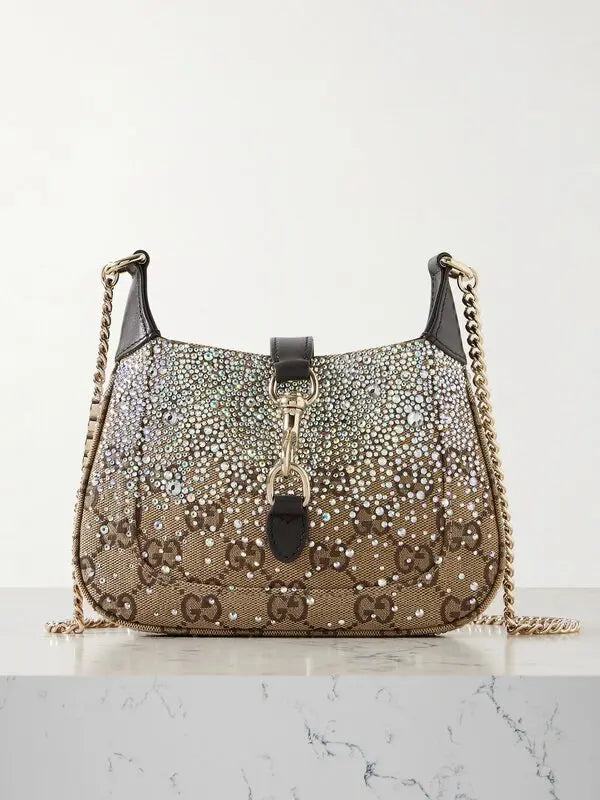 Gucci  jackie crystal-embellished canvas-jacquard