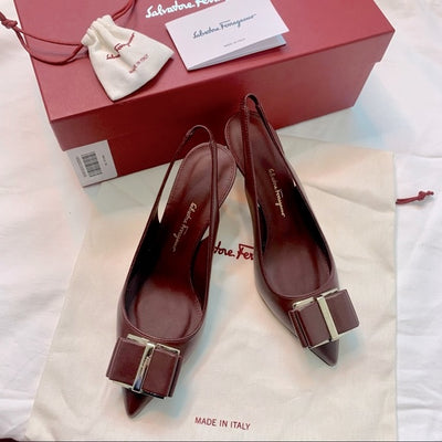 Salvatore Ferragamo –  Maroon Kitten Heel