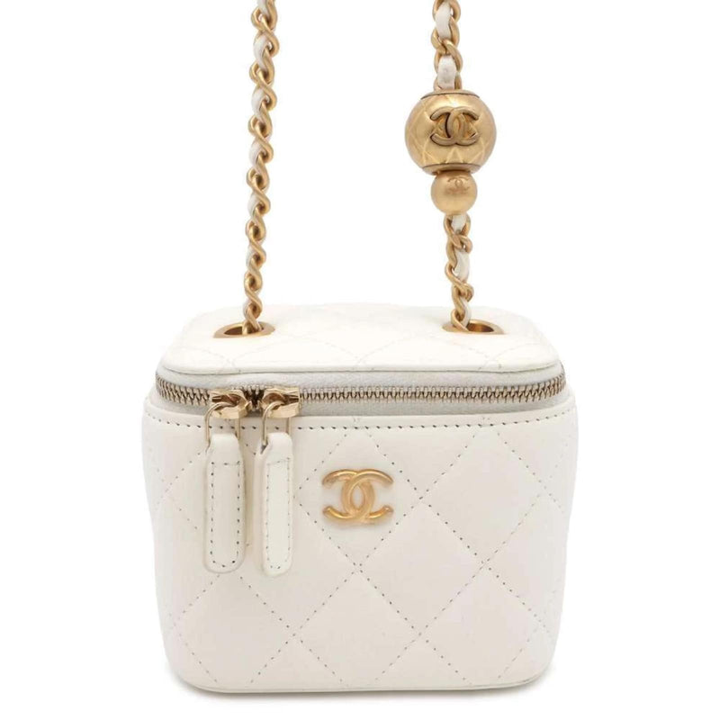 Chanel White Lambskin Vanity Bag