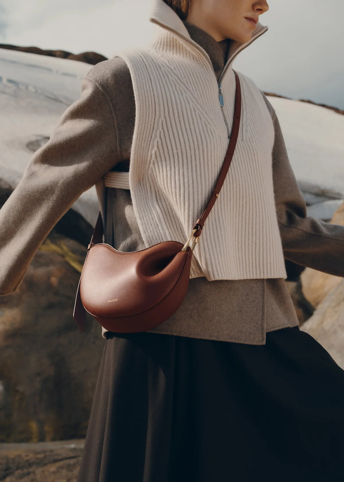 Polene Tonca Edition Textured Cognac