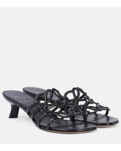 Loewe Petal Anagram Leather Mules