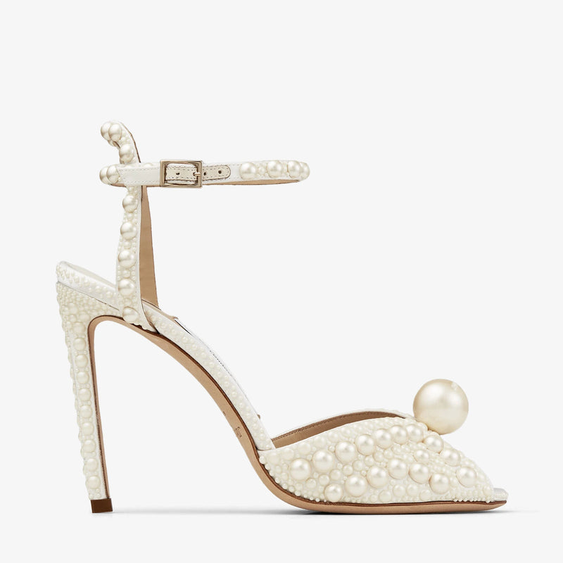 Jimmy Choo Sacora 100  White Satin Sandals