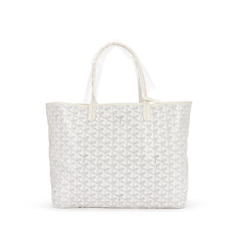 Goyard White Goyardine Canvas and Chevroches Calfskin Saint Louis PM Tote