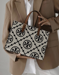 Tory Burch T Monogram Contrast Embossed Tote