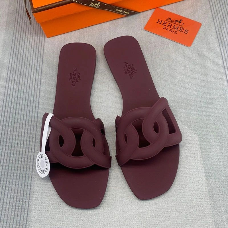 Hermès Aloha Slides – Women’s Chaîne d’Ancre | Burgundy