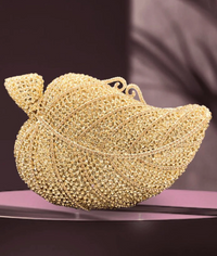 Leaf Shape Crystal Evening Bag