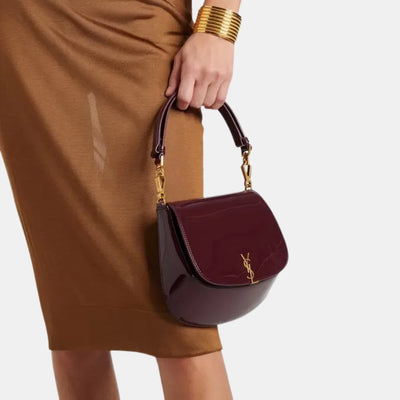 Saint Laurent Voltaire Patent Leather Shoulder Bag (Red Wine)