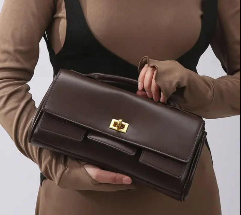 Balenciaga Genuine Leather Designer Lock Clasp Shoulder Handbag