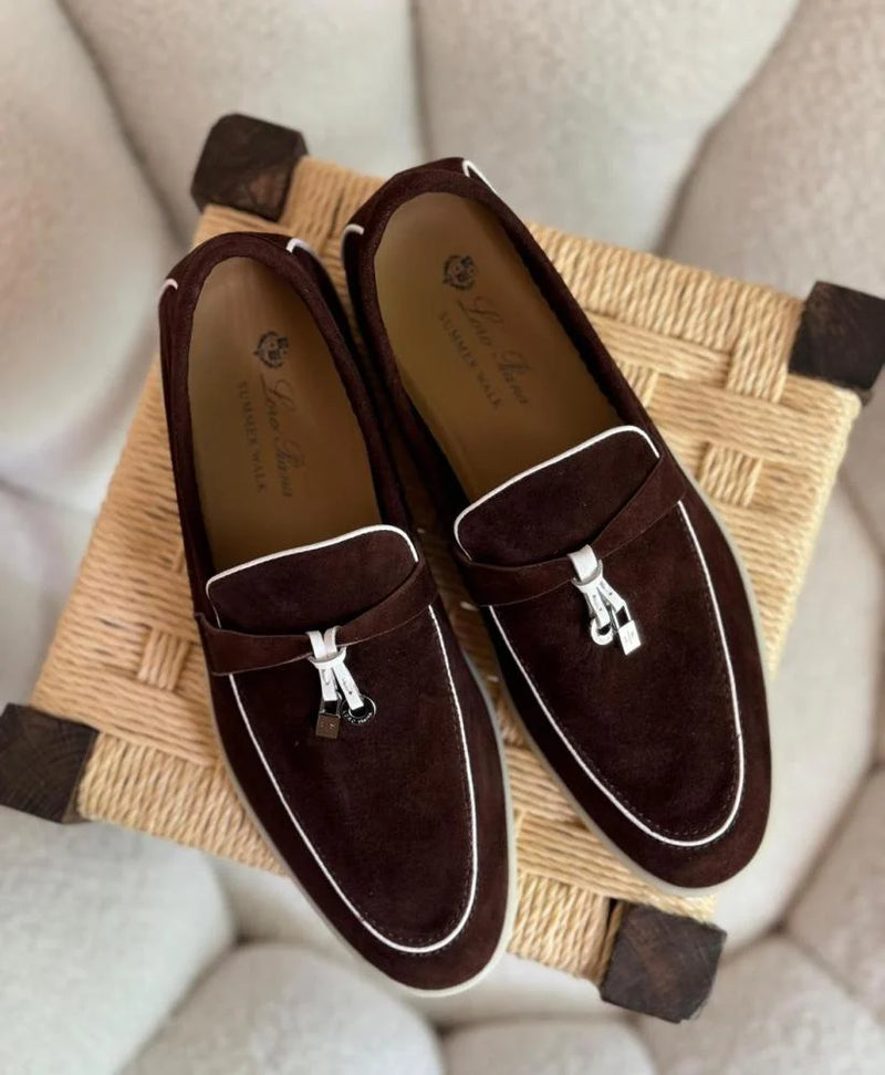 Loro Piana Summer Walk Women’s Loafers – Brown with White Tassels