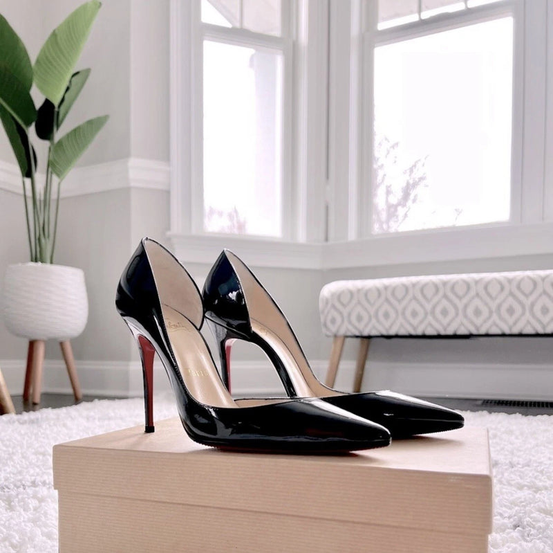 CHRISTIAN LOUBOUTIN Iriza 100 Black D’Orsay Pointy Toe Pumps 36