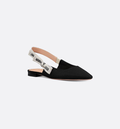 J'Adior Slingback Flat Black Technical Fabric