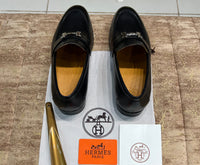 Hermes Black Silver Buckle Major Loafer