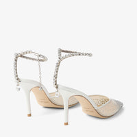 Jimmy Choo Saeda 85  White Crystal Mesh Pumps