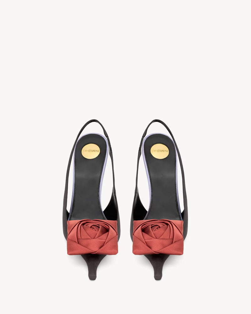 YSL AMALIA slingback pumps in satin crepe