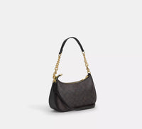 COACH Teri Shoulder Bag In Signature Canvas Gold/Walnut/Black