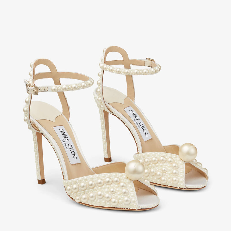 Jimmy Choo Sacora 100  White Satin Sandals