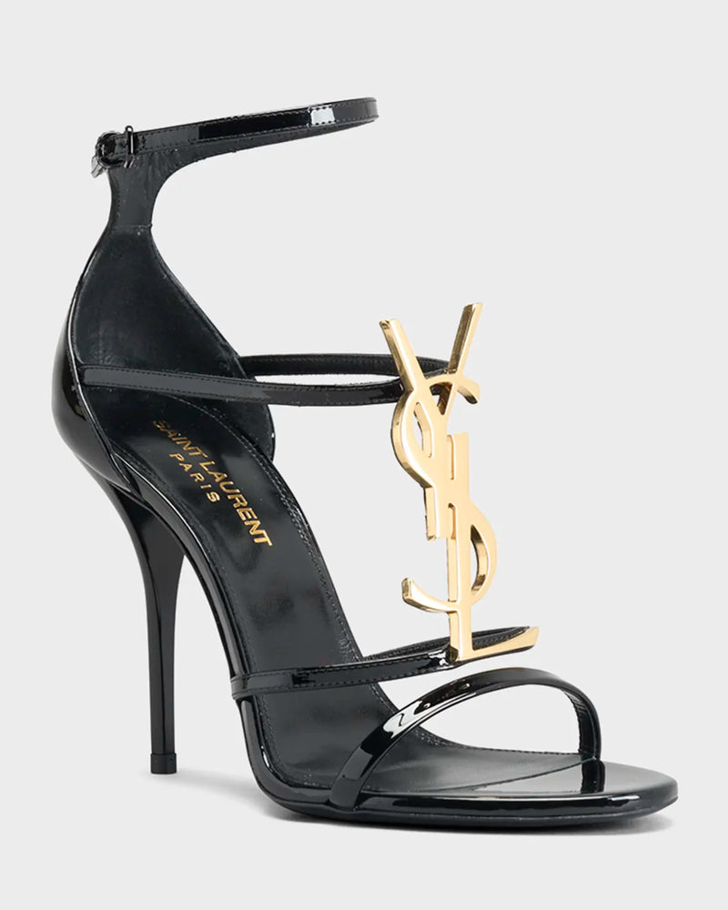 Saint Laurent Cassandra YSL Medallion Stiletto Sandals