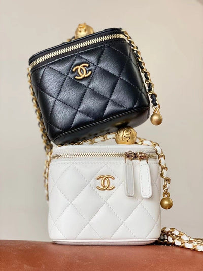 Chanel Lambskin Quilted Mini Pearl Crush Vanity Case