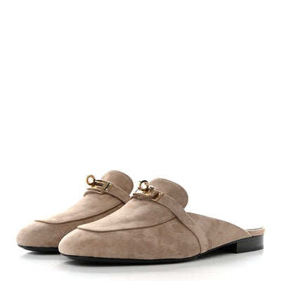 Hermes  Suede Goatskin Oz Mules Beige Sable