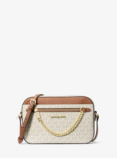 Michael Kors Jet Set Large Metallic Signature Logo Crossbody Bag