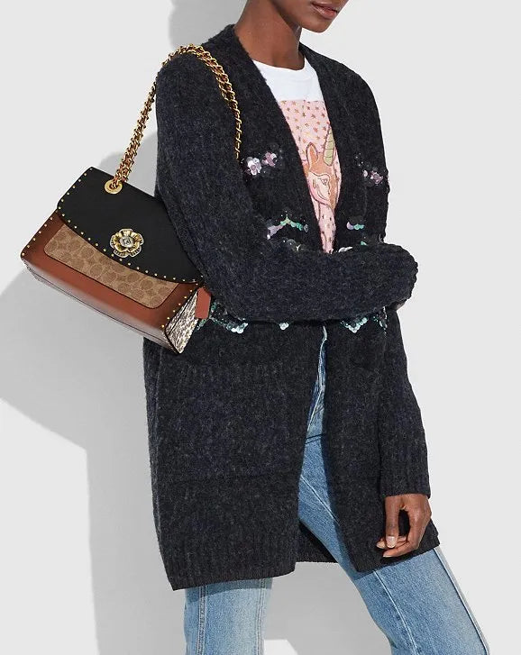 Coach Parker With Rivets And Snakeskin