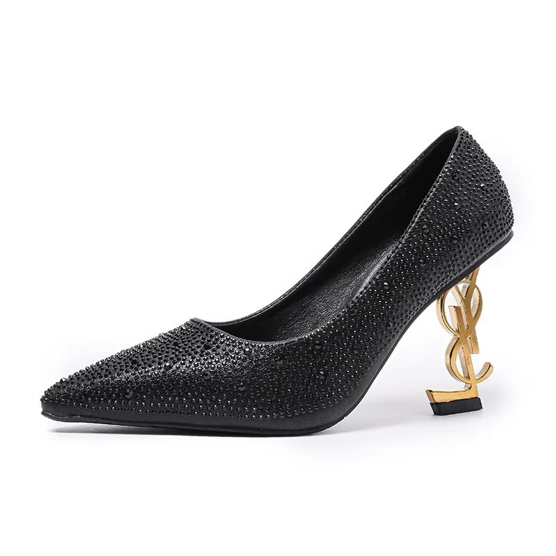 Saint Laurent Opyum Glitter Pumps – Golden YSL Monogram Heel