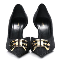 Balenciaga  Denim BB D'Orsay Pointed Toe Knife 80mm Pump  Black