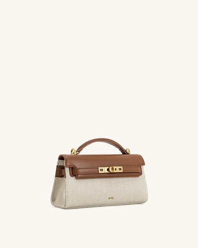 JWPEI Noor Top Handle Bag - Brown Canvas hover