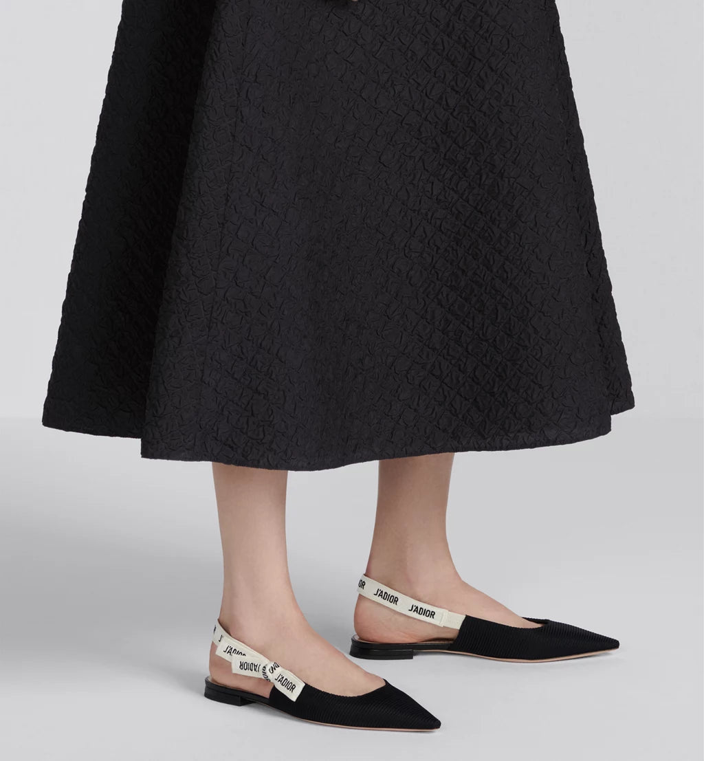 J'Adior Slingback Flat Black Technical Fabric
