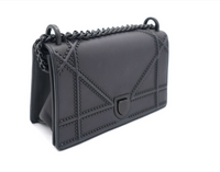 CHRISTIAN DIOR So Black Leather Small Studded Diorama Flap Shoulder Bag