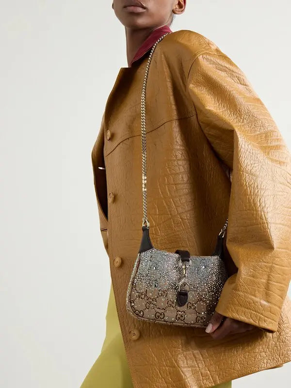 Gucci  jackie crystal-embellished canvas-jacquard