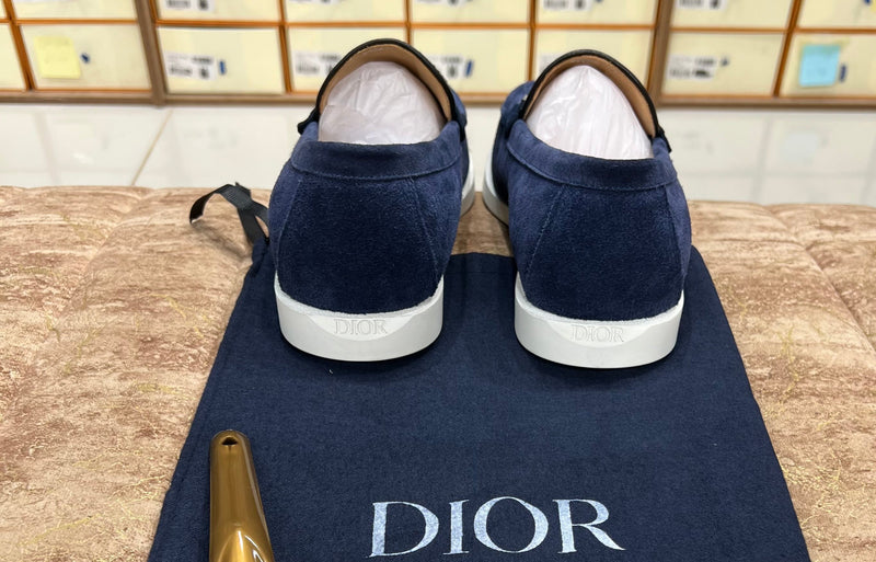 Dior Granville Blue Suede Loafers Slip On