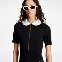 LV Technical Jersey Peter Pan Collar Dress