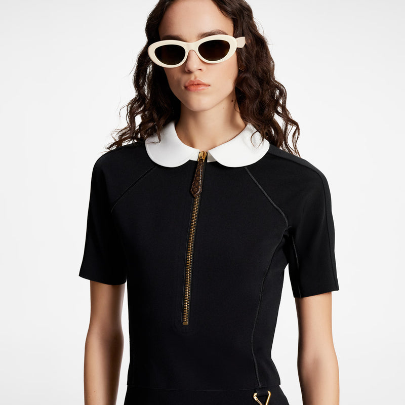 LV Technical Jersey Peter Pan Collar Dress