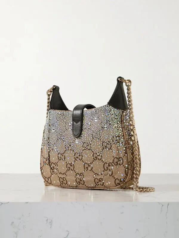 Gucci  jackie crystal-embellished canvas-jacquard