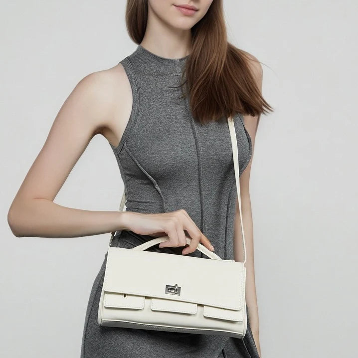 Balenciaga Genuine Leather Designer Lock Clasp Shoulder Handbag