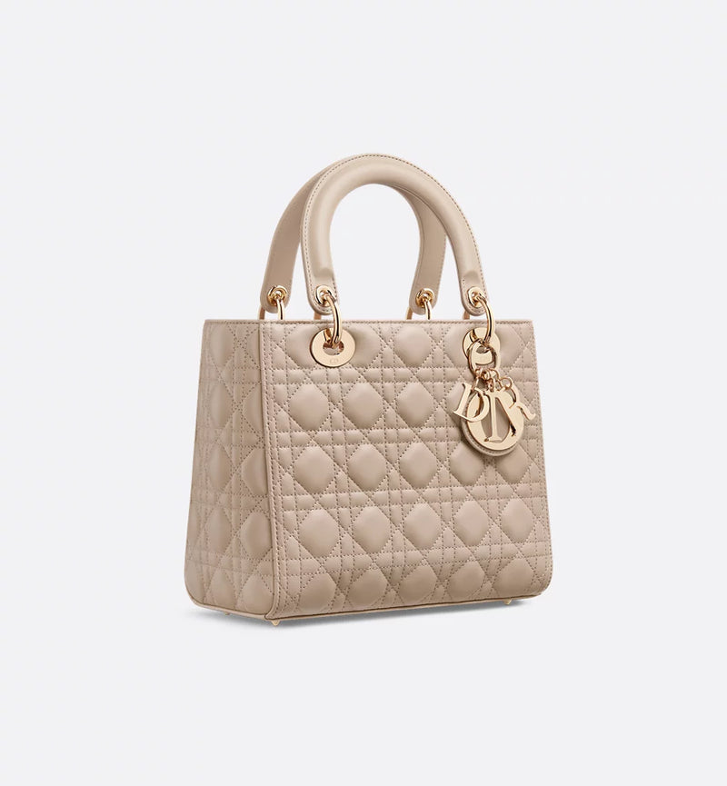 Medium Lady Dior Bag Desert Taupe Cannage Lambskin