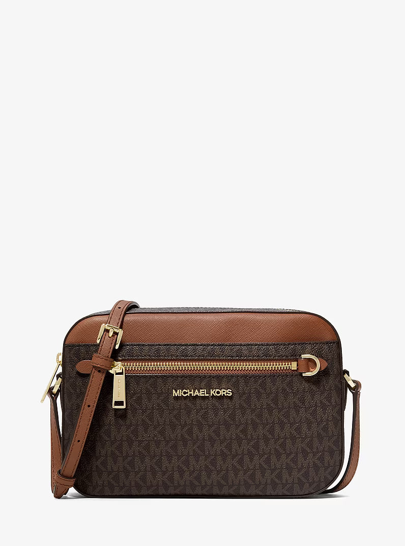 Michael Kors Jet Set Large Metallic Signature Logo Crossbody Bag