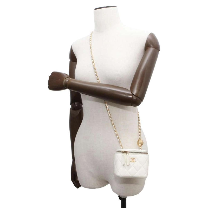 Chanel White Lambskin Vanity Bag