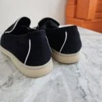 Loro Piana Summer Walk Charms Loafers, Suede, Navy/White.